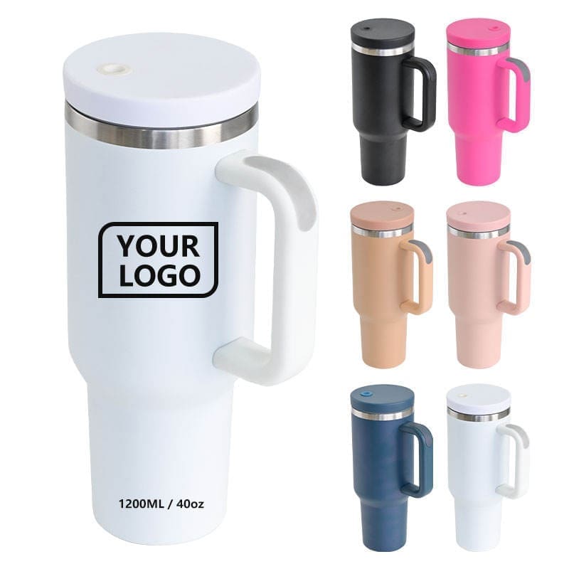 Custom 40oz travel coffee mug 40 oz stainless steel insulated vacuum tumblers with handle and straw Custom 40oz travel coffee mug 40 oz stainless steel insulated vacuum tumblers with handle and straw
