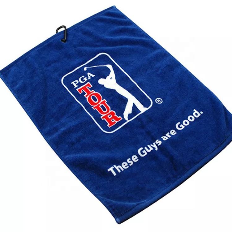 High quality custom cotton fishing sports gym towel golf towel with hook High quality custom cotton fishing sports gym towel golf towel with hook