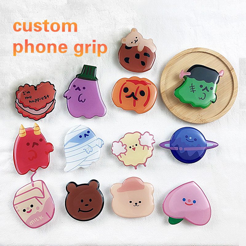 Custom acrylic phone grip holder with cute design mobile phone desk or bed stand pop socket logo as a gift Custom acrylic phone grip holder with cute design mobile phone desk or bed stand pop socket logo as a gift