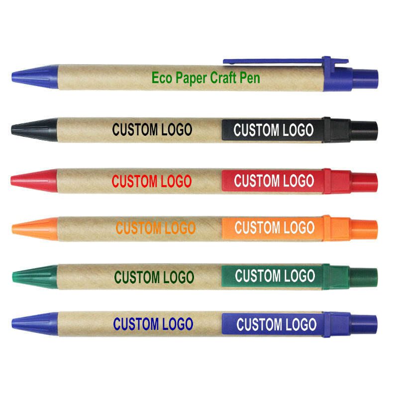 Promotional logo custom recycled kraft paper ball pen eco-friendly ballpoint pen with cheap price Promotional logo custom recycled kraft paper ball pen eco-friendly ballpoint pen with cheap price
