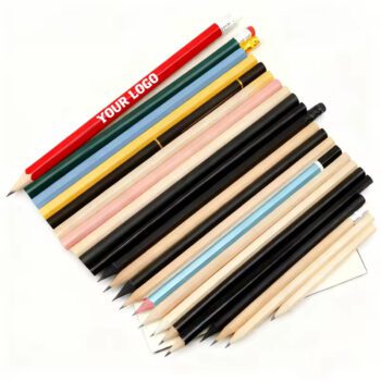 Promotion business office gift custom logo printed custom hb pencils with eraser green pencils pencil pink