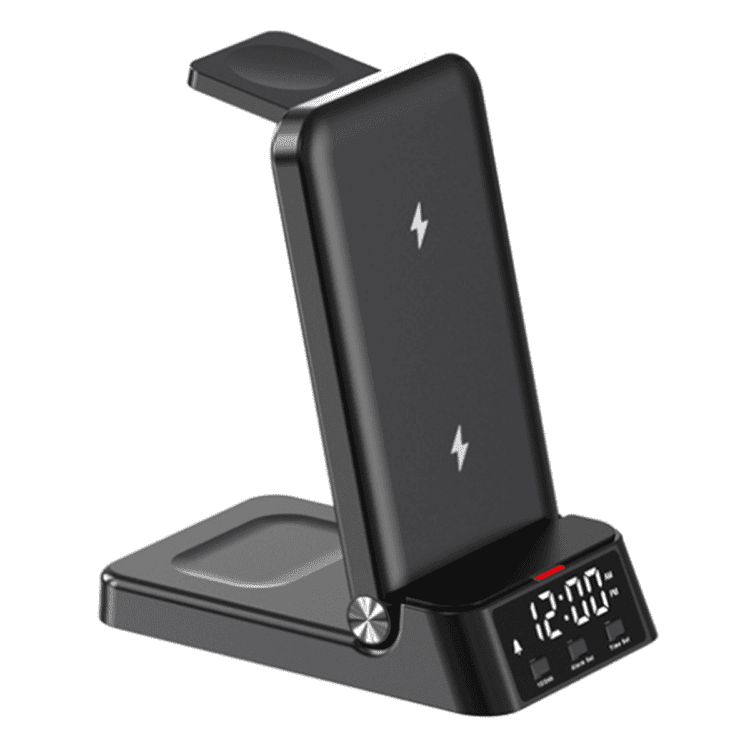 25w 4-in-1 foldable wireless charging station with clock