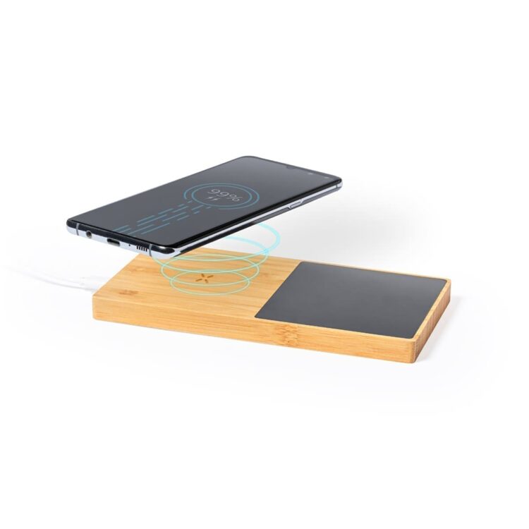 Bamboo wireless charger with cup warmer