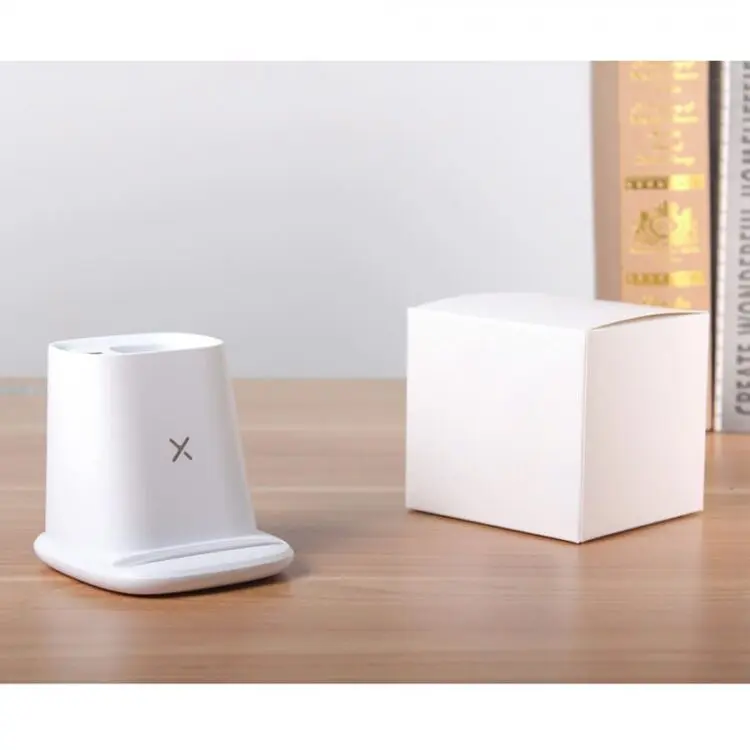 5w wireless charger pen holder with dual usb charging ports