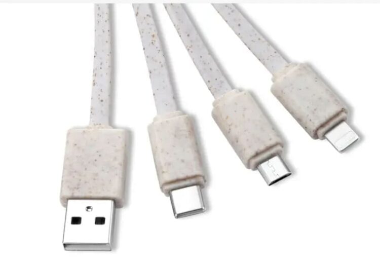 3 in 1 multiple wheatly bamboo charging cable