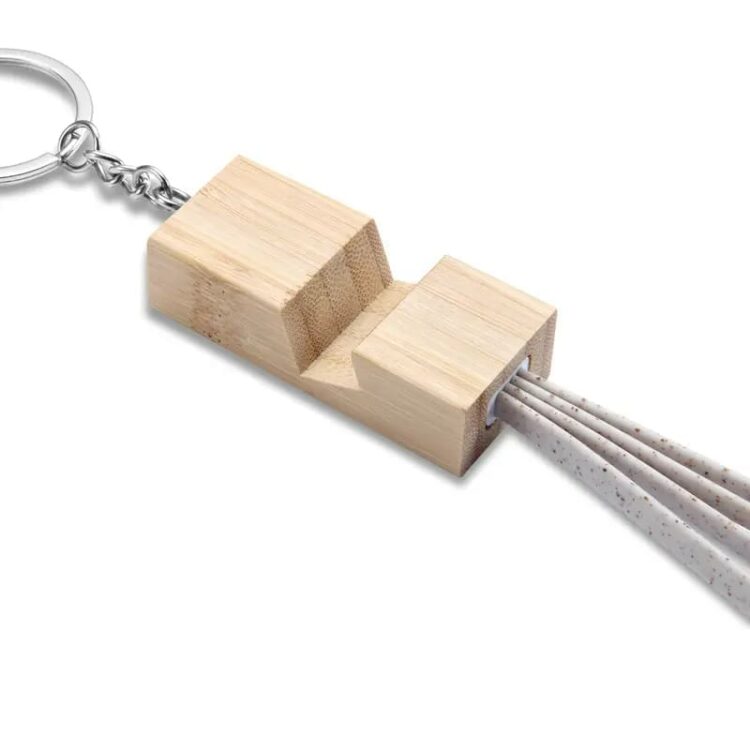 3 in 1 multiple wheatly bamboo charging cable
