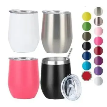 Stainless steel insulated wine tumbler 12oz mug