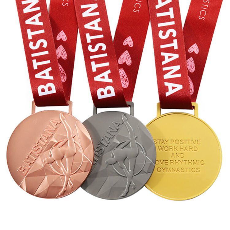 Custom medals zinc alloy metal sport medal die stamping 3d design gold silver bronze batistana gymnastics medals