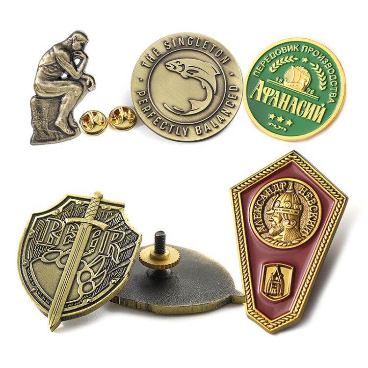 Souvenir gifts lapel pins die casting enamel pin custom design high details embossed 2d 3d brass pins for caps