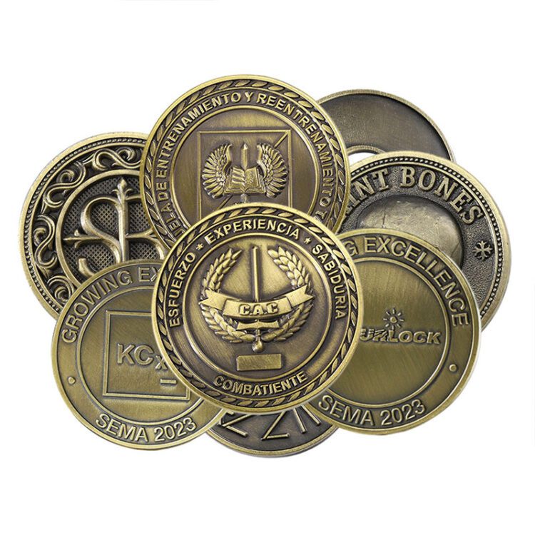 Custom metal coin 2d 3d zinc alloy metal award souvenir coin double side die stamping logo antique brass challenge coin