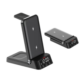 25w 4-in-1 foldable wireless charging station with clock