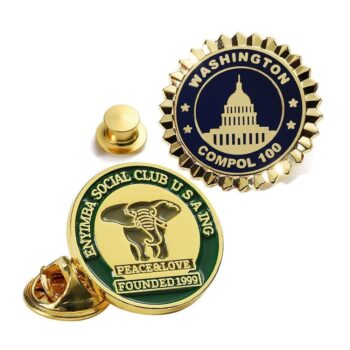 Promotion gift 3d printed metal brass plated pin custom round lapel pins brass iron zinc alloy badge