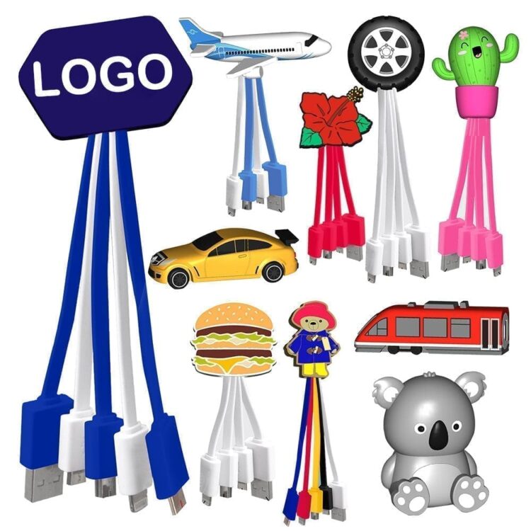 Custom shape keychain 3 in 1 charging cable