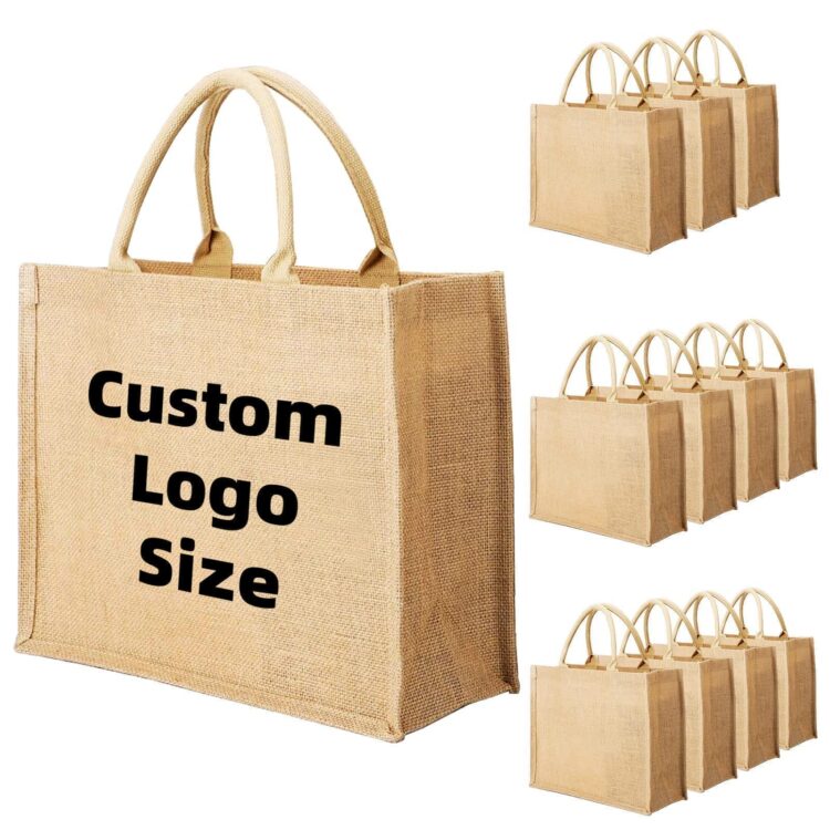 Customized wholesale jute bag jute burlap bag jute bag tote perfect for your brand or event
