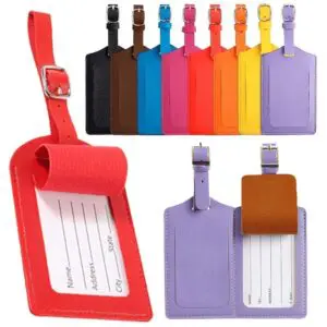 Travel suitcase vintage bulk sublimation blank faux pu leather luggage tag