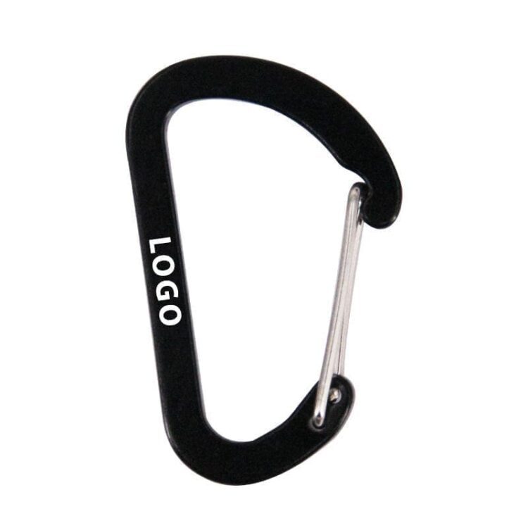 Custom 40mm mini metal keychain hammock clip hook aluminum d shaped small little wire gate carabiner