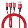 Nylon usb micro cables 3 in 1 fast charge cable