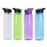 Portable 700ml clear plastic suction nozzle straw sports water bottle