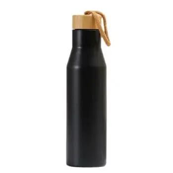 Custom logo stainless steel water bottle with bamboo lid for promotion