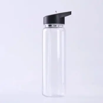 Portable 700ml clear plastic suction nozzle straw sports water bottle