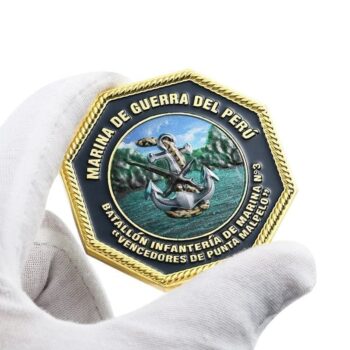 Custom logo zinc alloy brass coins soft enamel challenge peruvian navy coin