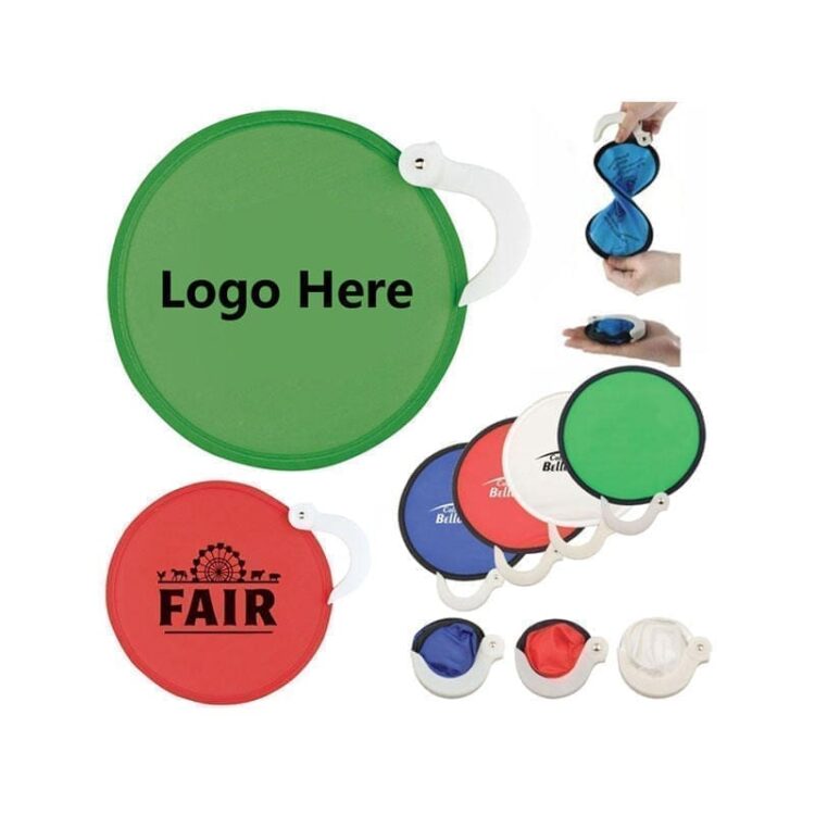 Custom printed nylon round folding hand fan