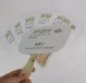 Custom printing and shape paper hand held fan with wood handle for events