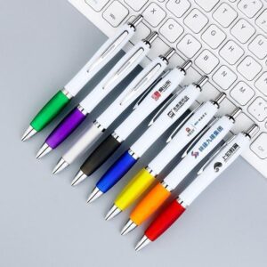 Promotion wholesale rubber cheap plastic ballpen with custom logo for hotel