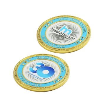 Fashion custom zinc alloy die-cast soft enamel color spray color shiny gold plated challenge coins