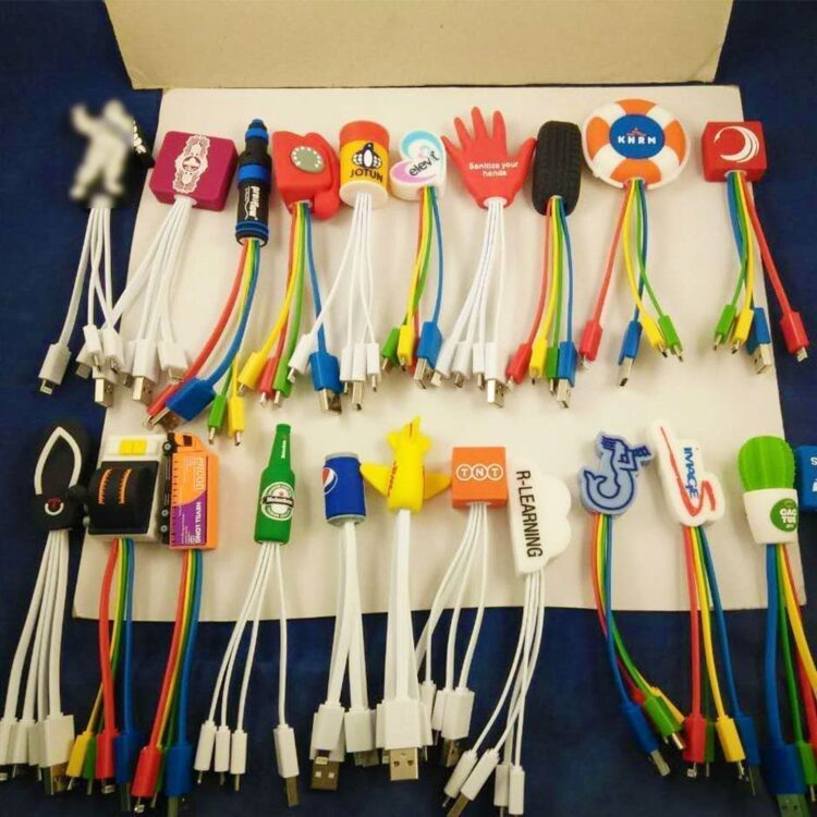 Custom shape keychain 3 in 1 charging cable