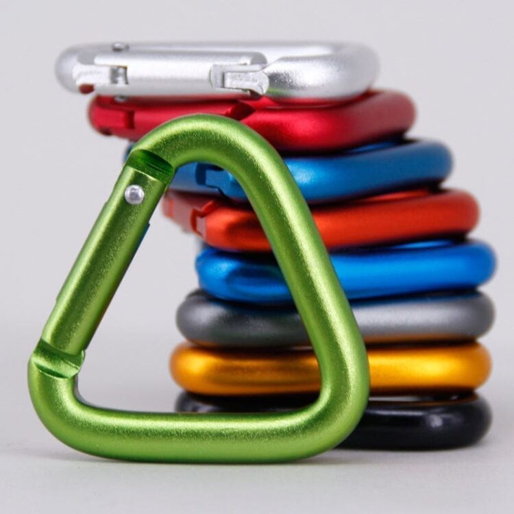 Custom outdoor climbing hammock locking clips keychain hook triangle type aluminum alloy carabiner