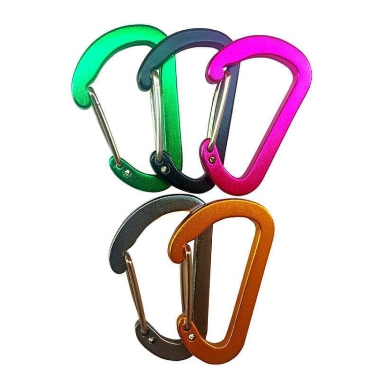 Custom 40mm mini metal keychain hammock clip hook aluminum d shaped small little wire gate carabiner