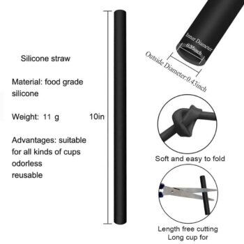 Custom logo eco friendly multicolor reusable straws collapsible silicone drinking straight straw