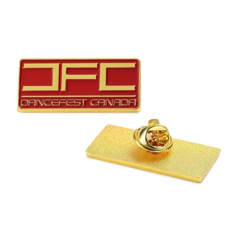 Custom rectangle hat gold enamel metal lapel pins