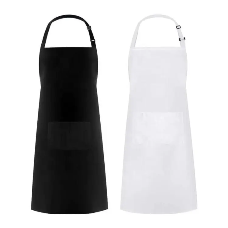 Custom logo adjustable reusable cotton women baking chef cooking kitchen apron with two pockets