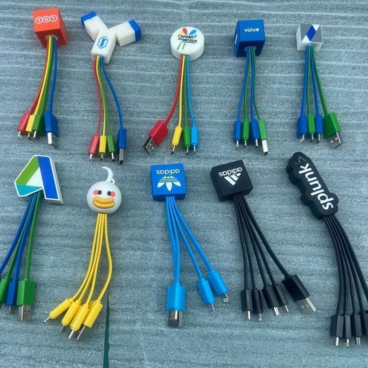 Custom shape keychain 3 in 1 charging cable