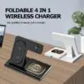 Multifunction foldable wireless charging stand with light 15w magnetic 3 in 1 charger