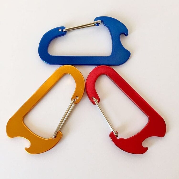 Custom large heavy duty spring hook key chain holder aluminum c clip shaped carabiner bottle opener