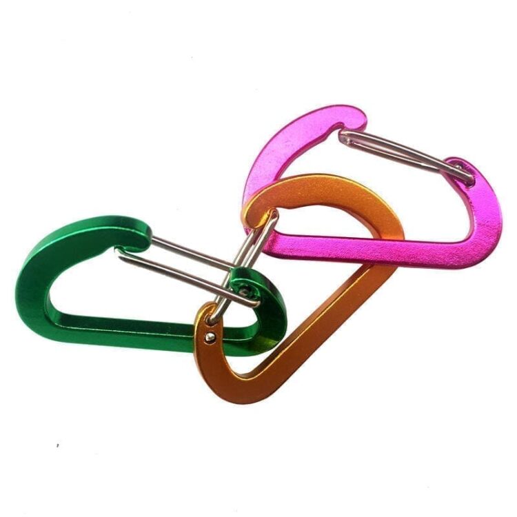 Custom 40mm mini metal keychain hammock clip hook aluminum d shaped small little wire gate carabiner