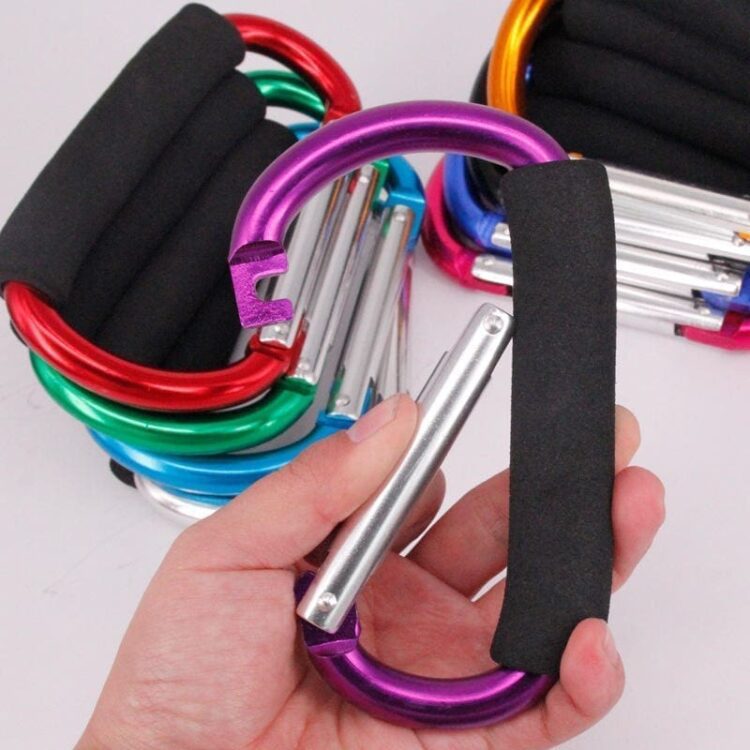 Custom large safety hang buckle clip hook big size aluminum d ring shaped carabiner with eva handle