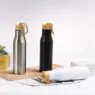 Custom logo stainless steel water bottle with bamboo lid for promotion