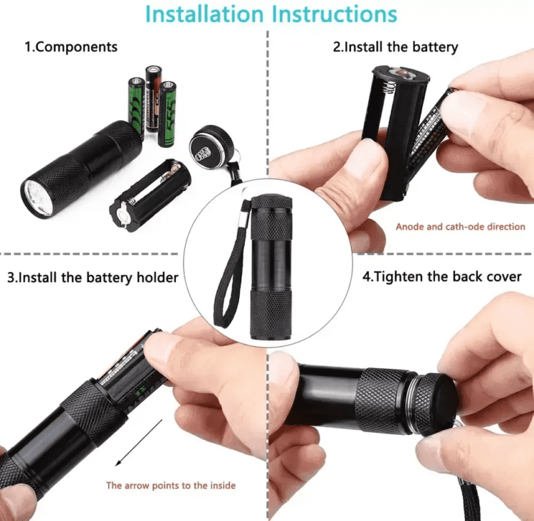 9 led powerful ultraviolet light uv flashlight