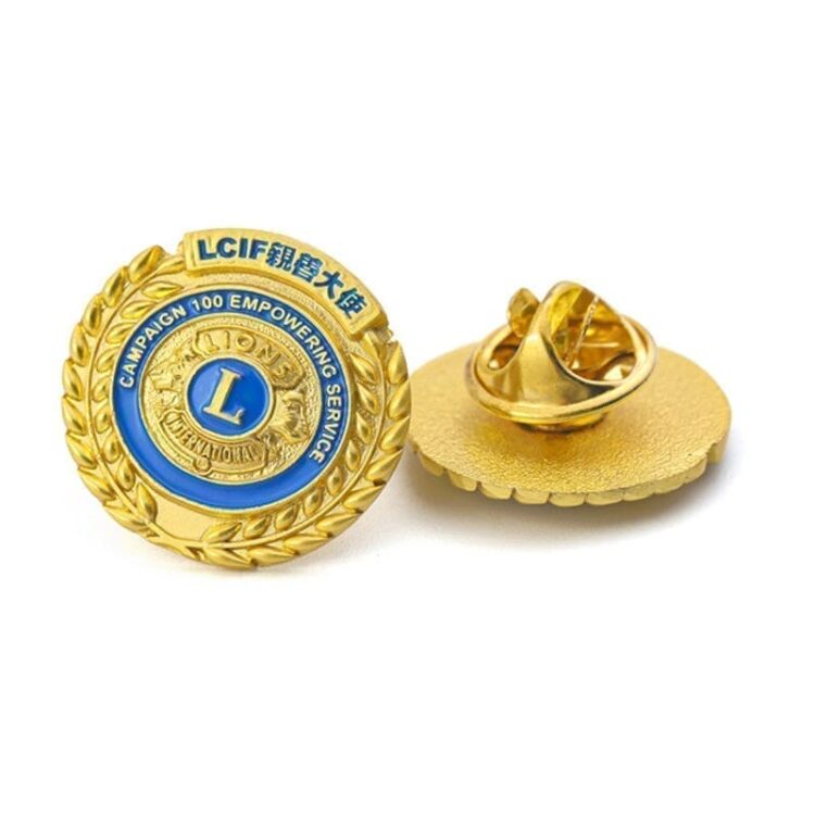 Promotion gift 3d printed metal brass plated pin custom round lapel pins brass iron zinc alloy badge