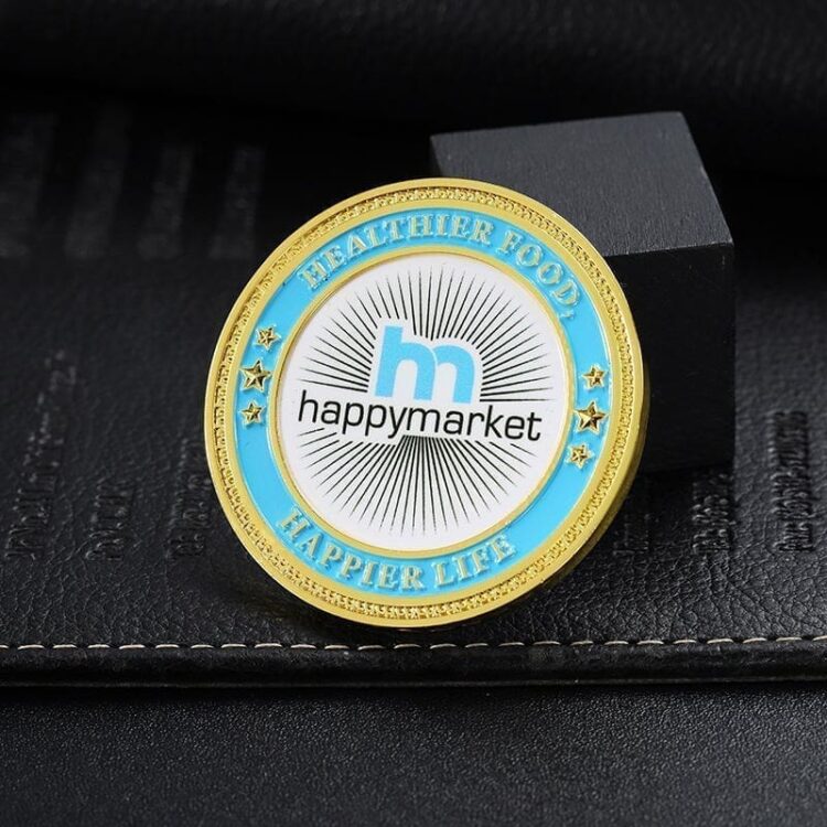 Fashion custom zinc alloy die-cast soft enamel color spray color shiny gold plated challenge coins