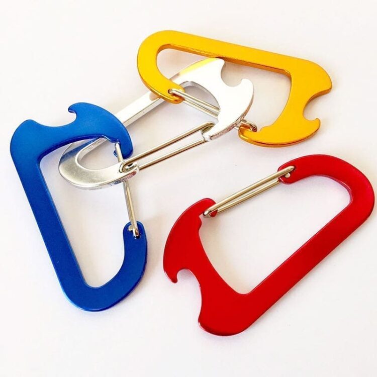 Custom large heavy duty spring hook key chain holder aluminum c clip shaped carabiner bottle opener