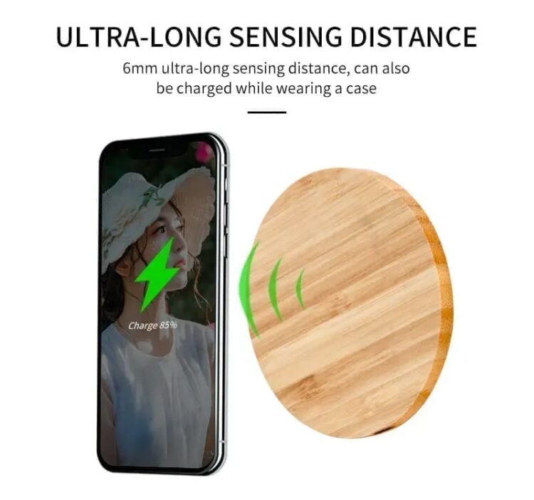 15w fast charging qi bamboo wireless charger