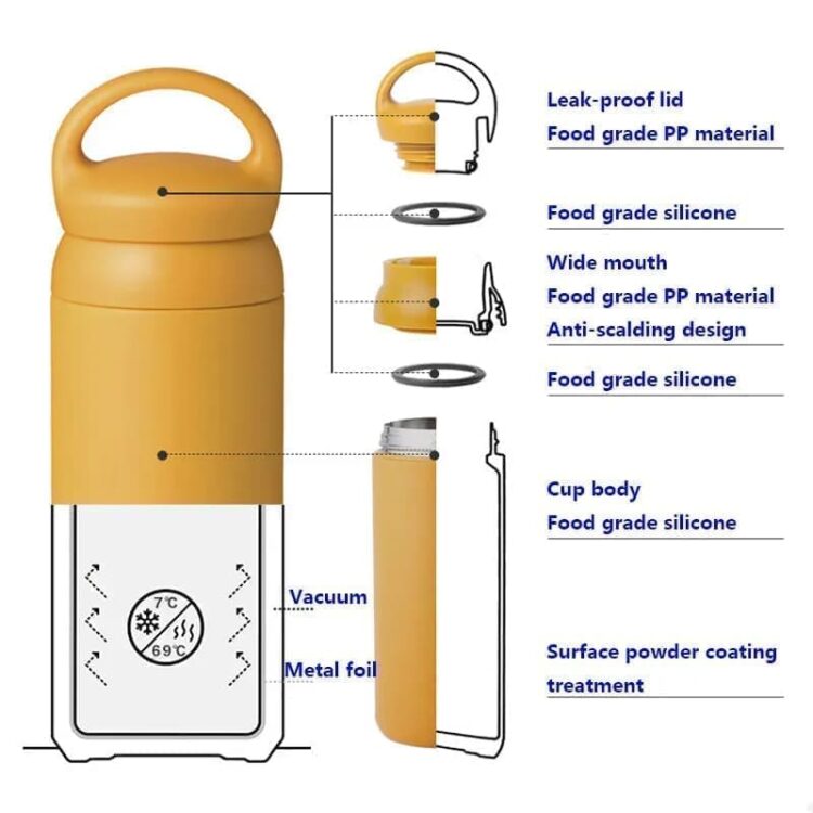 350ml double wall stainless steel handle style vacuum bottle