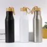 Custom logo stainless steel water bottle with bamboo lid for promotion