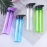 Portable 700ml clear plastic suction nozzle straw sports water bottle