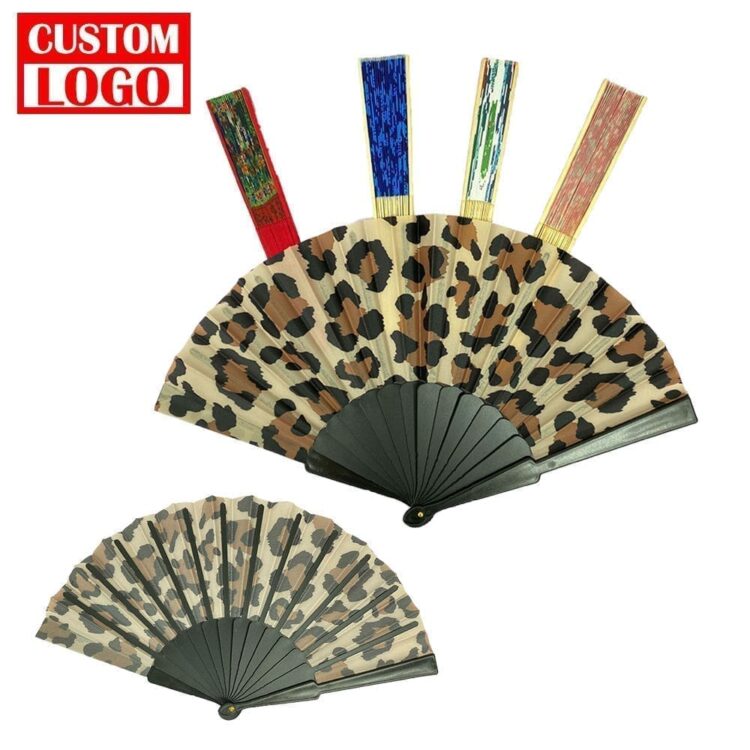 Fabric wooden bamboo folding hand fan